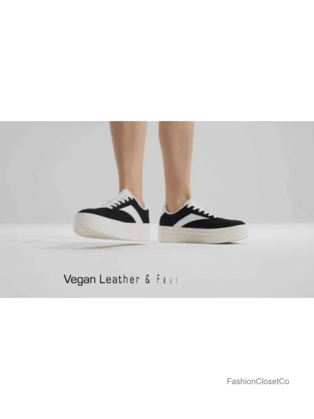 Women's Platform Sneakers - Vegan Leather Faux Suede Lace-Up Casual Tennis Shoes